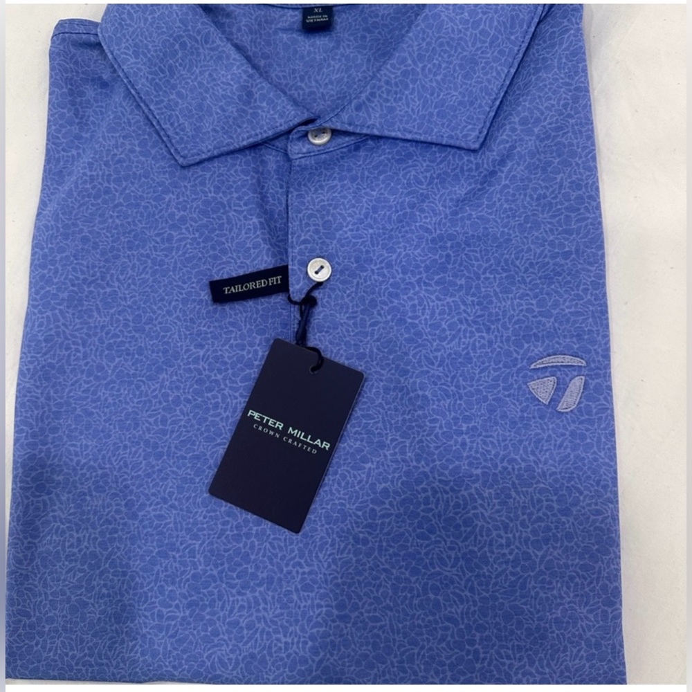 Peter Millar Floral Pattern Blue Polo